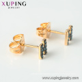 94983 xuping fashion alphabet h earring, fancy blue turquoise 18k gold stud earring for christmas gift